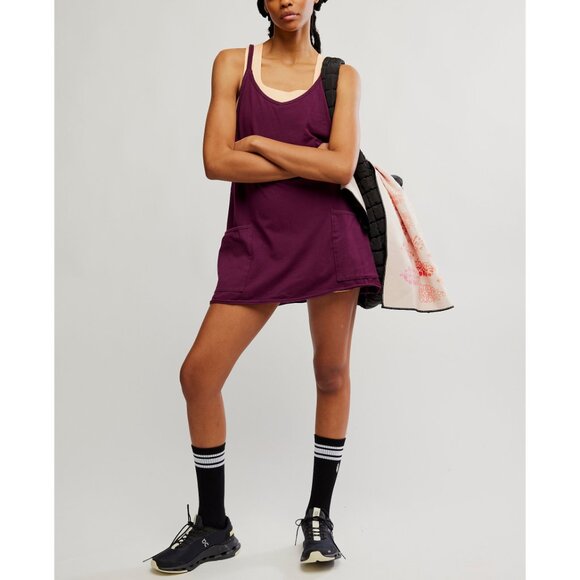 🆕 FP MOVEMENT Hot Shot Mini Dress / Black Cherry - Picture 2 of 10